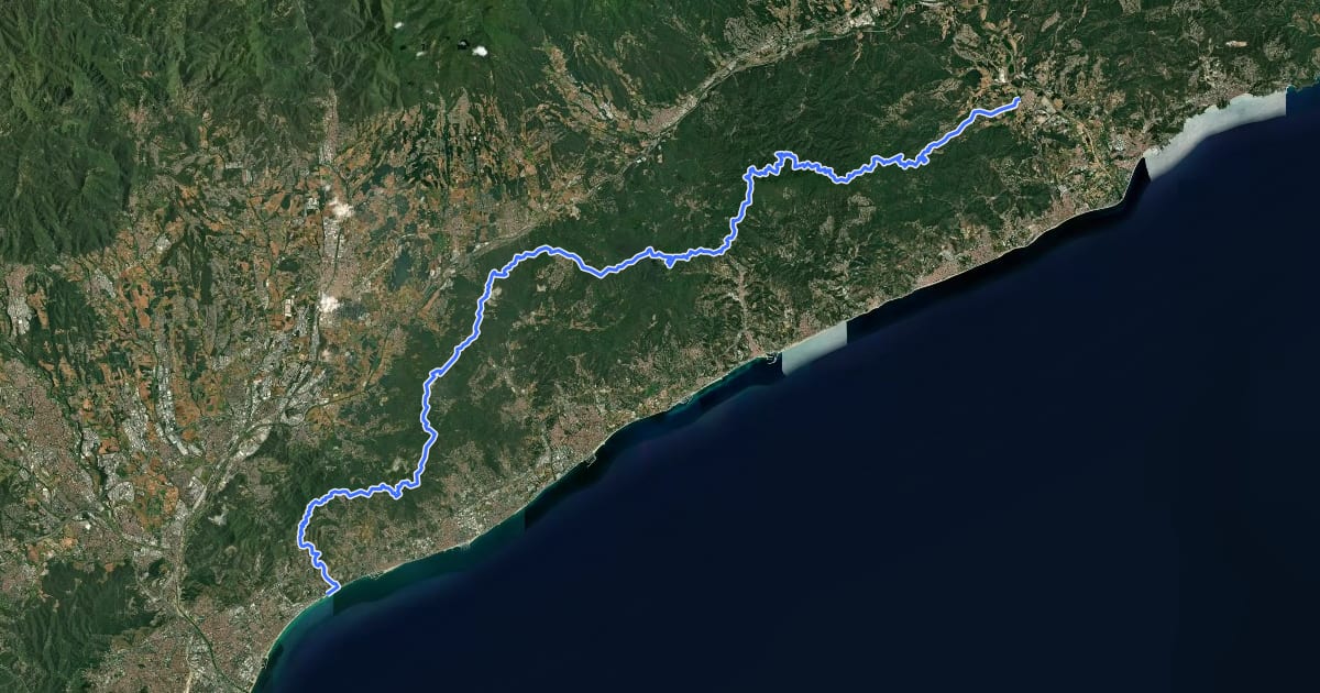 Маршрут Montgat-Tordera на спутниковом снимке