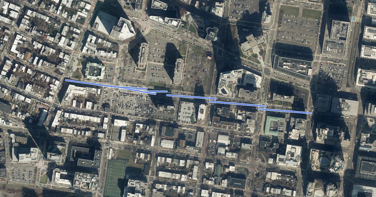 Маршрут Montgomery Street на спутниковом снимке