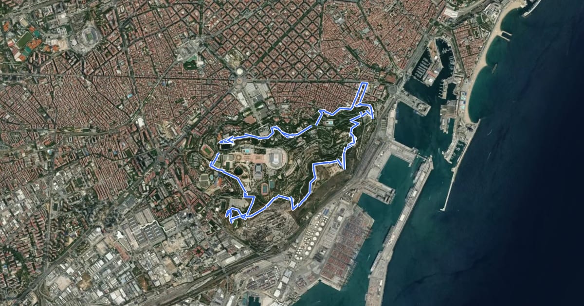 Маршрут Montjuïc 360 на спутниковом снимке