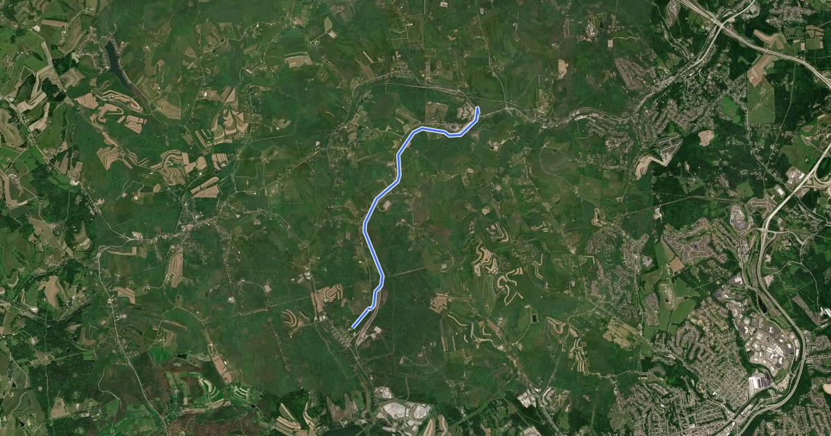 Маршрут Montour Trail - Westland Branch на спутниковом снимке