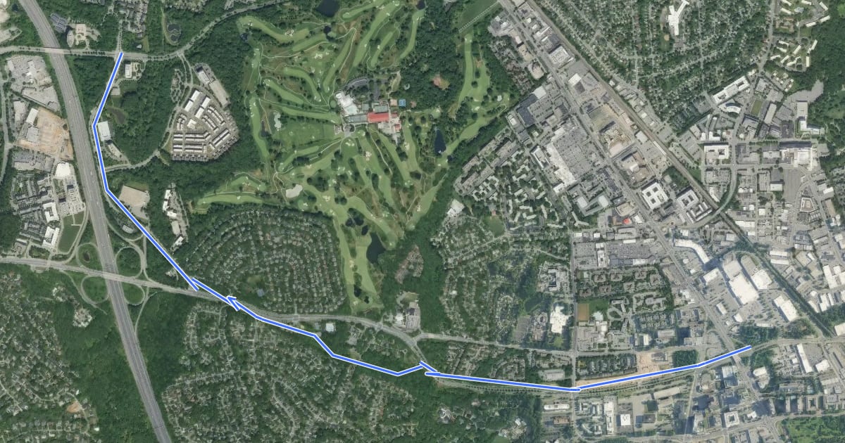 Маршрут Montrose Parkway на спутниковом снимке