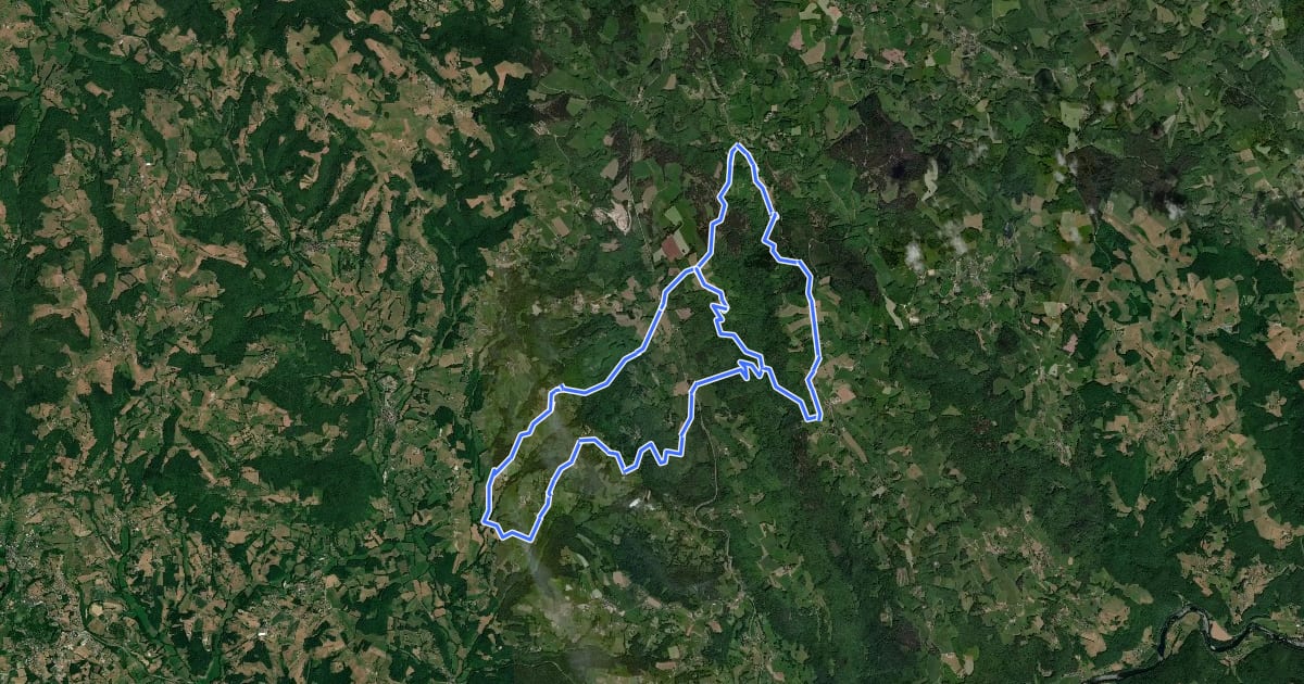 Маршрут Monts et Vallées de Lostanges на спутниковом снимке