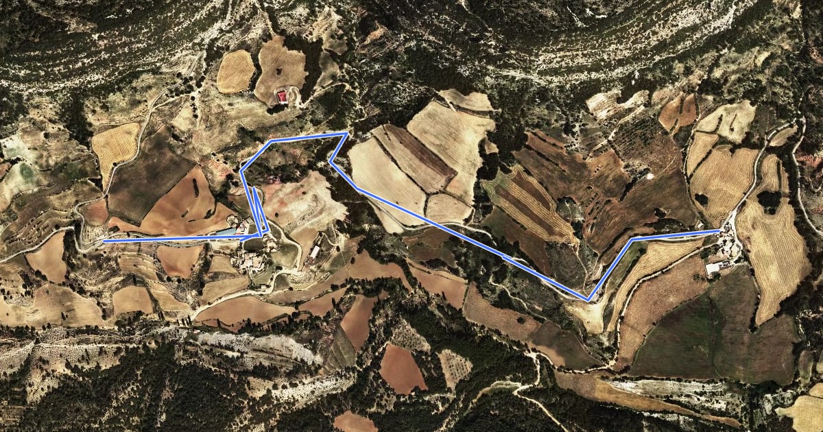 Маршрут Montsec Bikepacking Loop V04 - Beniure на спутниковом снимке