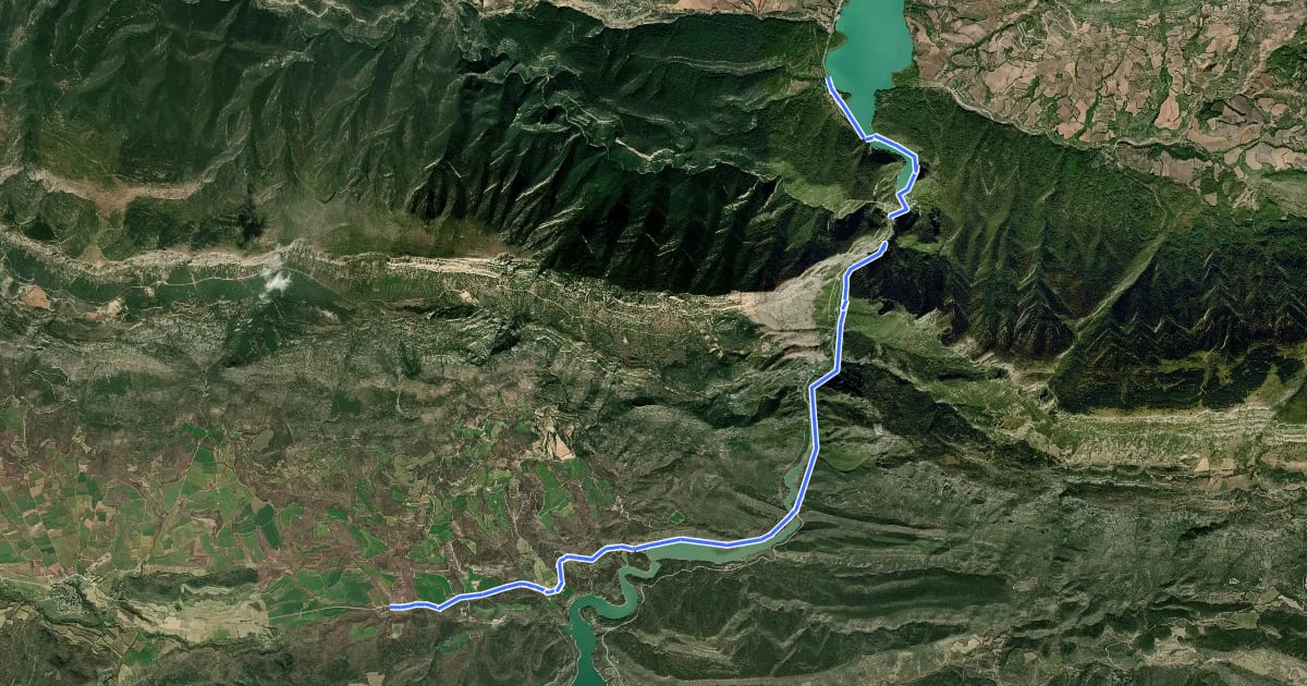 Маршрут Montsec Bikepacking Loop V07 - Terradets на спутниковом снимке