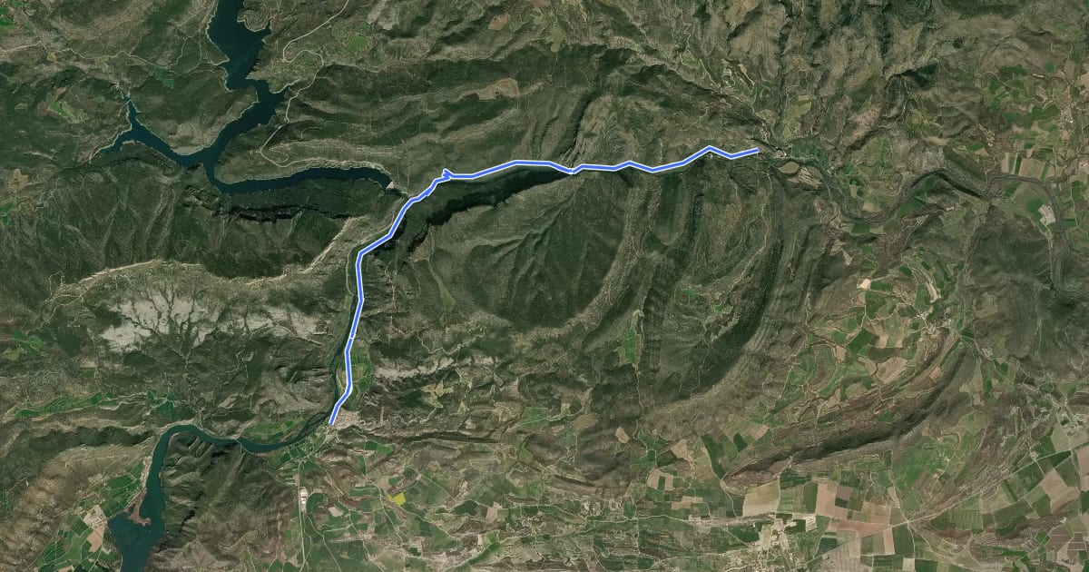 Маршрут Montsec Bikepacking Loop V11 - Congost de Mu на спутниковом снимке