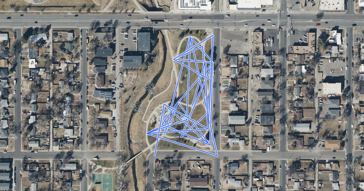Маршрут Montview Park Trail на спутниковом снимке