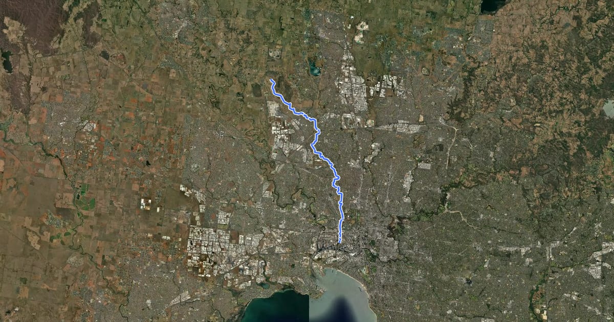 Маршрут Moonee Ponds Creek Trail на спутниковом снимке