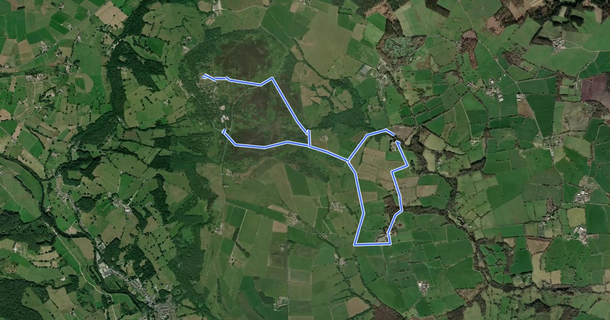 Маршрут Moorland and meadows walk at Brimham Rocks на спутниковом снимке