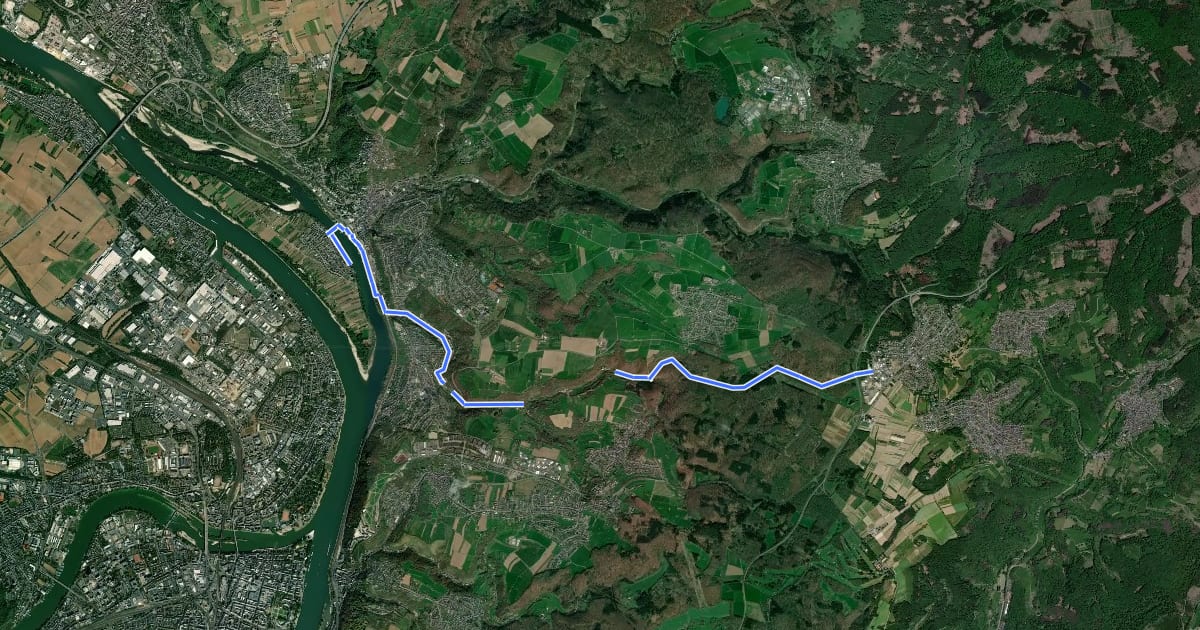 Маршрут Moosbach und Mallendarer Bachtal на спутниковом снимке