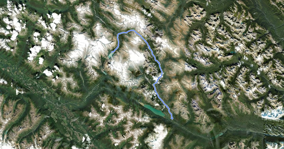 Маршрут Moose River Route на спутниковом снимке
