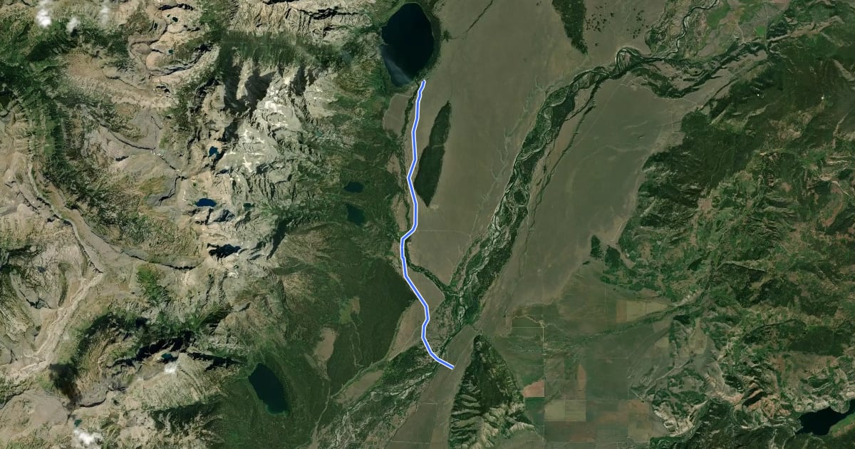 Маршрут Moose to Jenny Lake Pathway на спутниковом снимке