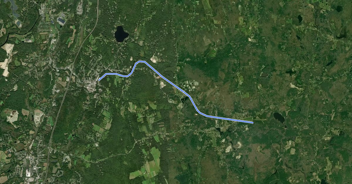 Маршрут Moosup Valley Trail на спутниковом снимке