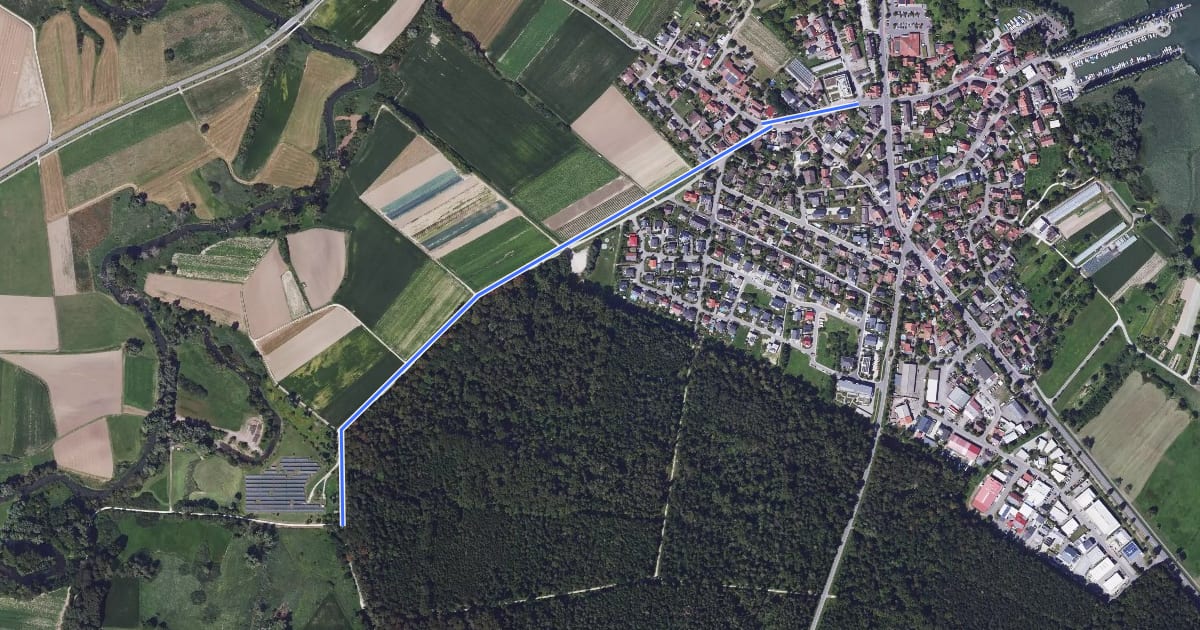 Маршрут Mooswald Mühlweg - Moos Böhringer Straße на спутниковом снимке