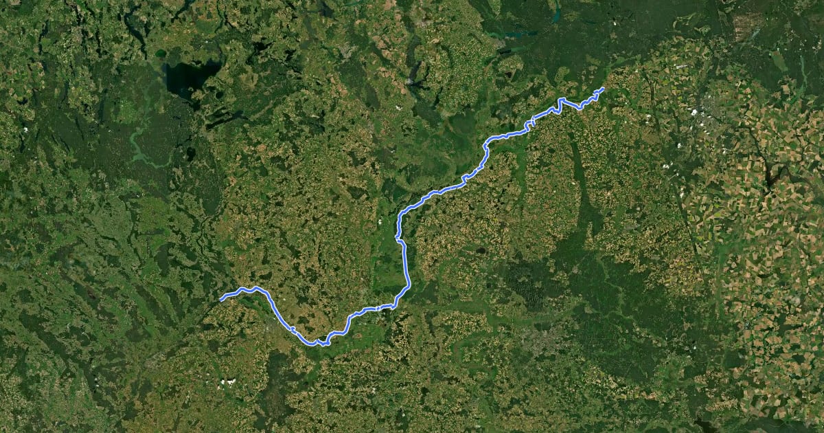 Маршрут Morgowniki - Dolistowo - Lipsk на спутниковом снимке