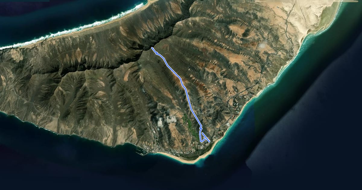 Маршрут Morro Jable - Pico de la Zarza на спутниковом снимке