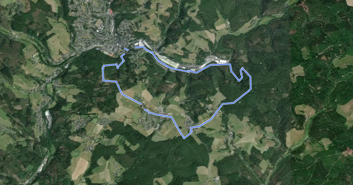 Маршрут Morsbach Rundweg umgedrehtes Dreieck kurz на спутниковом снимке