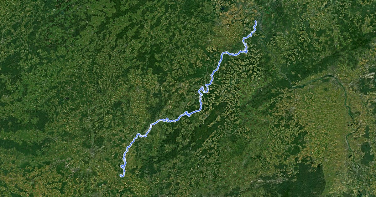 Маршрут Moselhöhenweg (Hunsrück) на спутниковом снимке