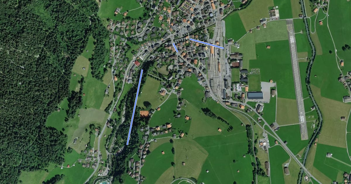 Маршрут Mosenried - Zweisimmen на спутниковом снимке