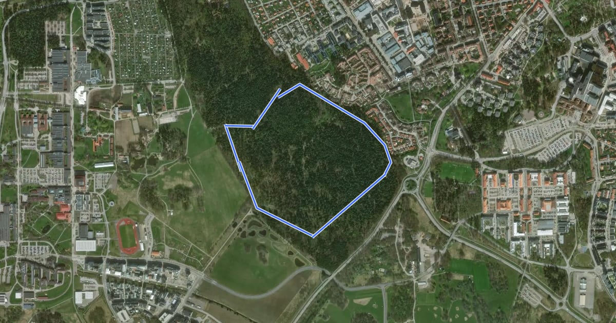 Маршрут Motionspår i Vallaskogen на спутниковом снимке