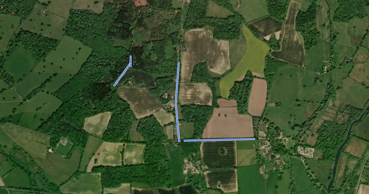 Маршрут Mottisfont Estate Cycle Loop Easy Link на спутниковом снимке