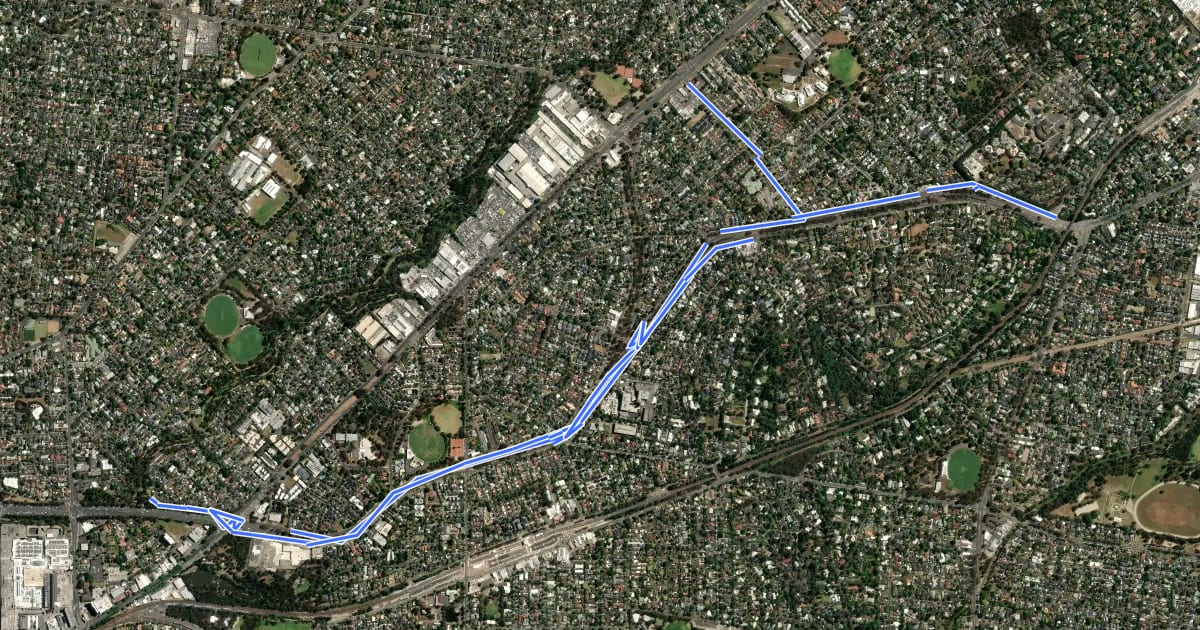 Маршрут Mount Dandenong Road Connection на спутниковом снимке