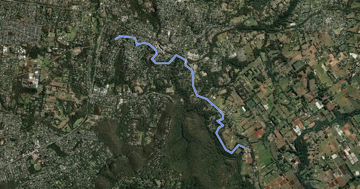 Маршрут Mount Evelyn Aqueduct Trail на спутниковом снимке