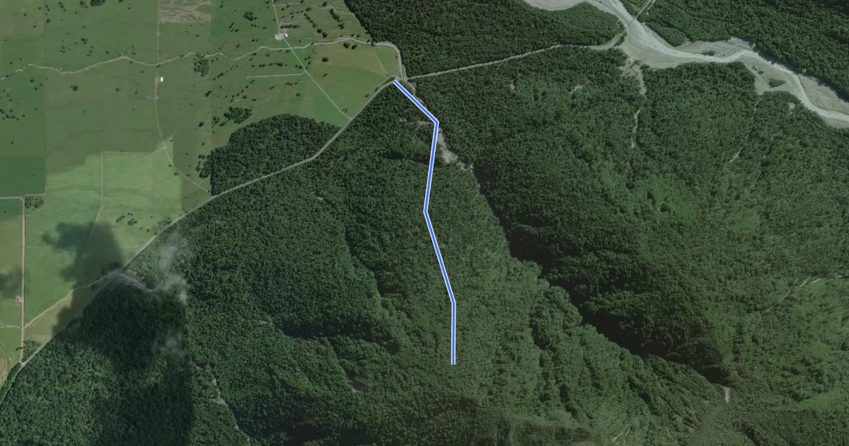 Маршрут Mount Fox Track на спутниковом снимке