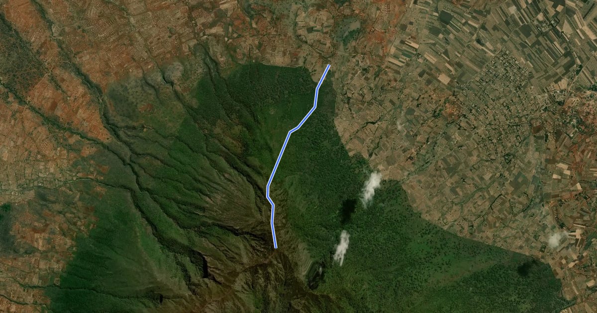 Маршрут Mount Hanang Barjomot Route на спутниковом снимке