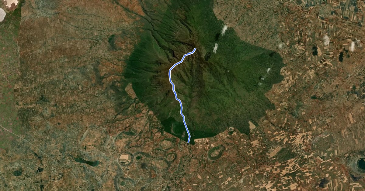 Маршрут Mount Hanang Jorodom Route на спутниковом снимке