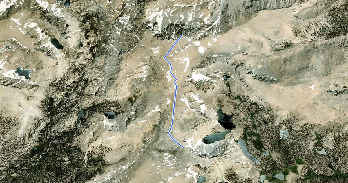 Маршрут Mount Langley Trail на спутниковом снимке