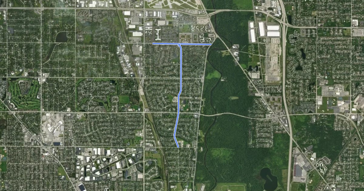 Маршрут Mount Prospect Bikeway Systems на спутниковом снимке
