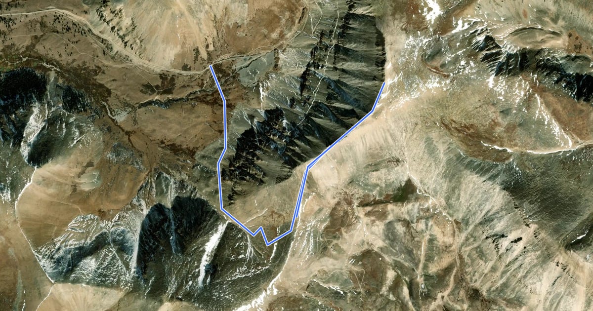 Маршрут Mount Sherman from Iowa Gulch на спутниковом снимке