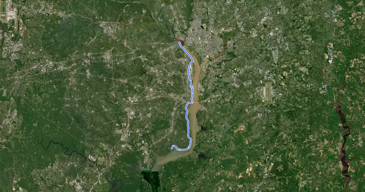 Маршрут Mount Vernon Trail на спутниковом снимке
