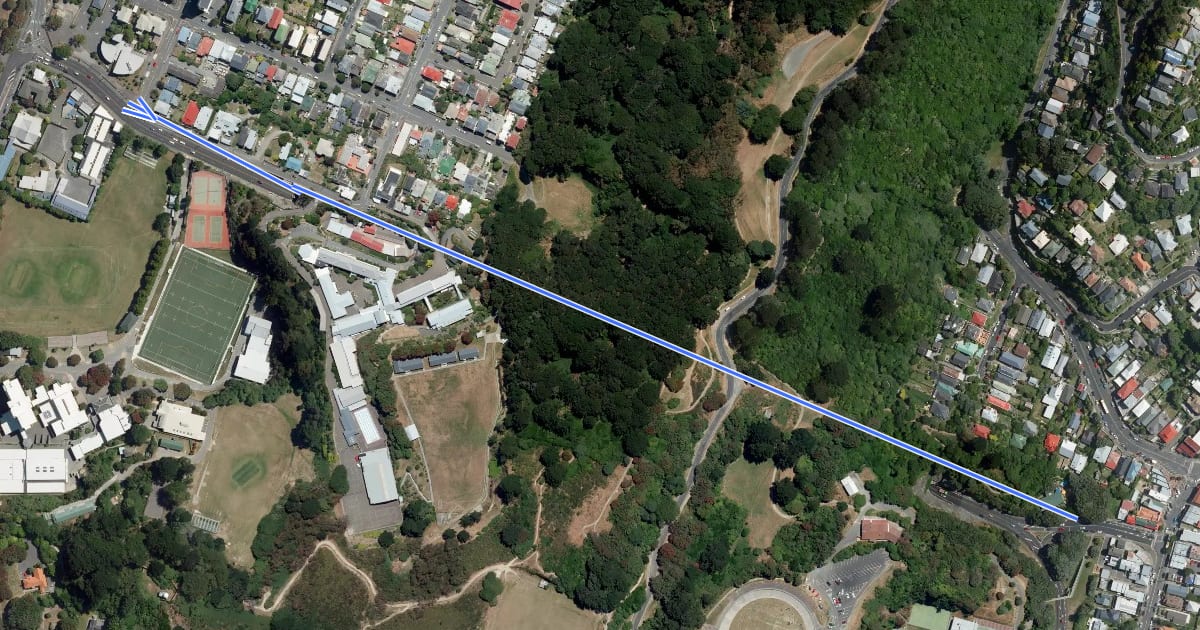 Маршрут Mount Victoria Tunnel Shared Path на спутниковом снимке