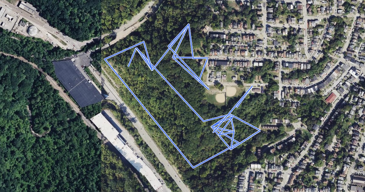 Маршрут Mount Washington Park Hike на спутниковом снимке