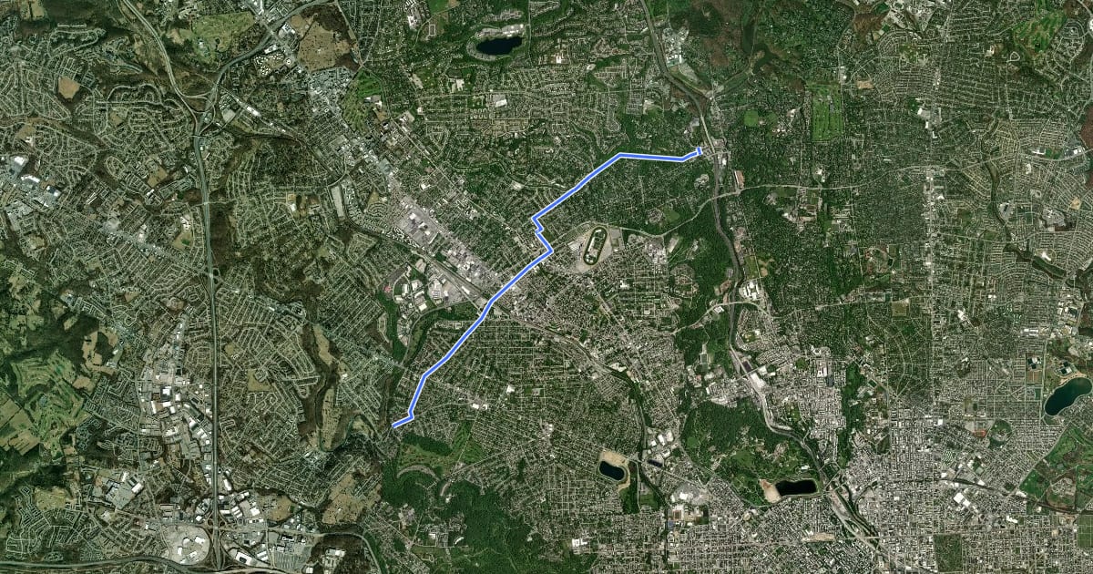Маршрут Mount Washington to Gwynn Oak на спутниковом снимке
