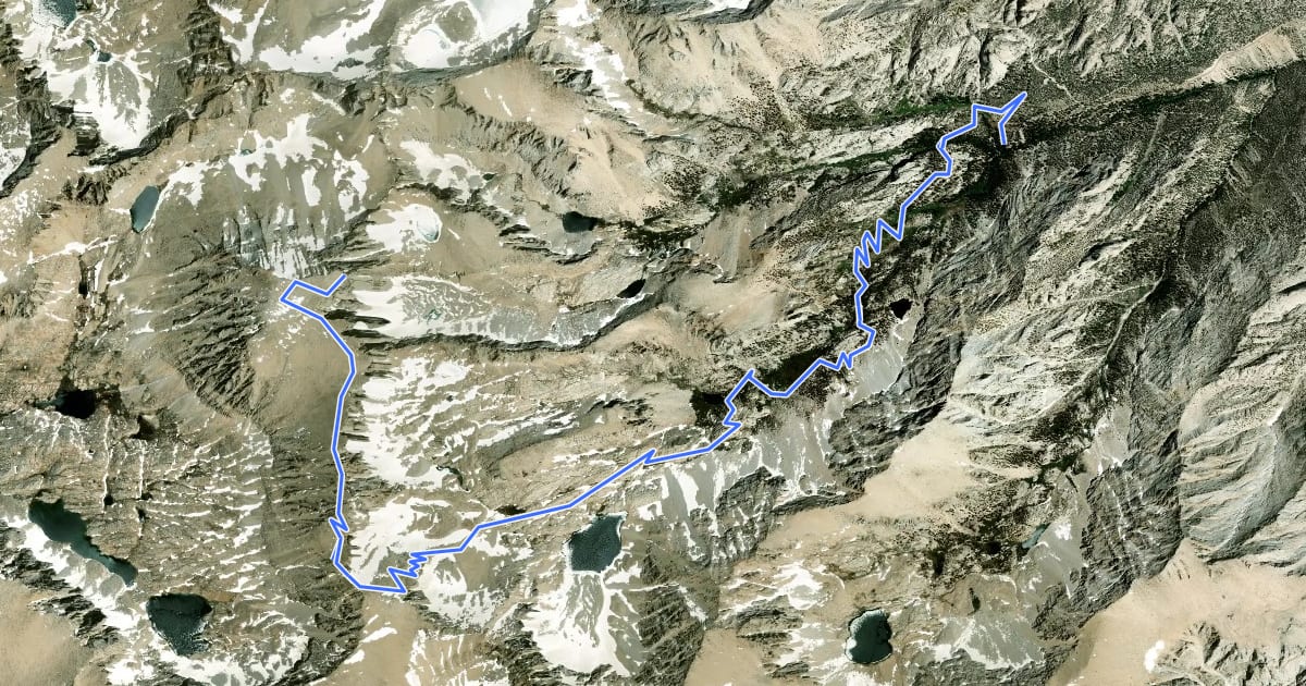 Маршрут Mount Whitney Trail на спутниковом снимке