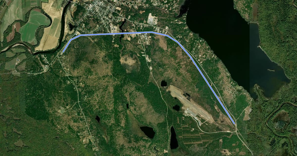 Маршрут Mountain Division Rail Trail на спутниковом снимке