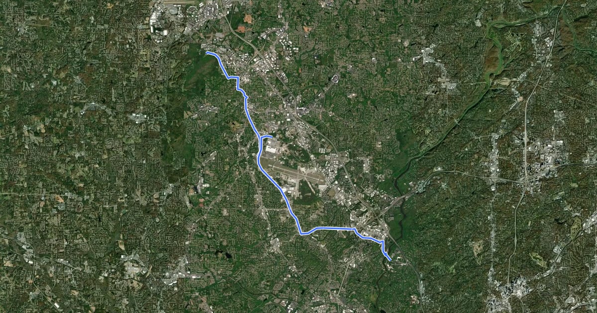 Маршрут Mountain to River Trail на спутниковом снимке