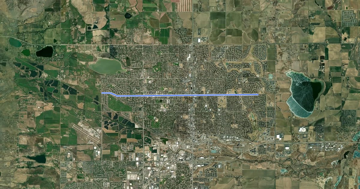 Маршрут Mountain View Ave. на спутниковом снимке