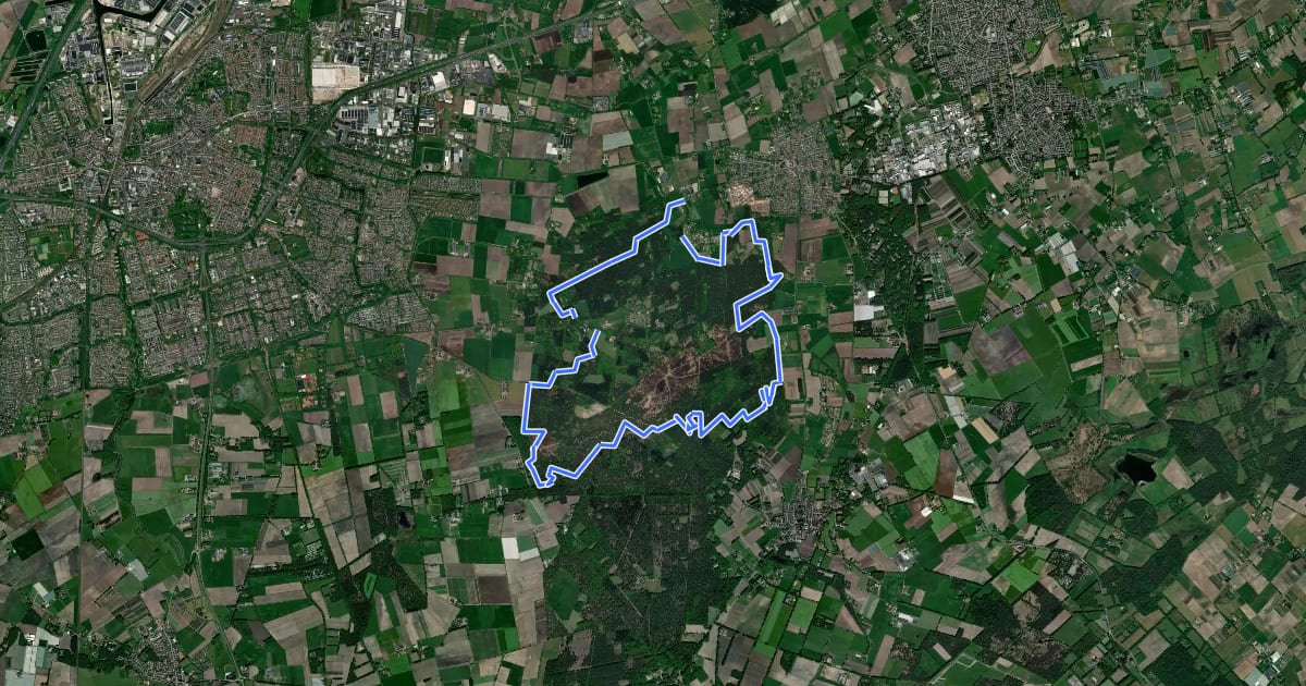 Маршрут Mountainbike-route Rucphen на спутниковом снимке