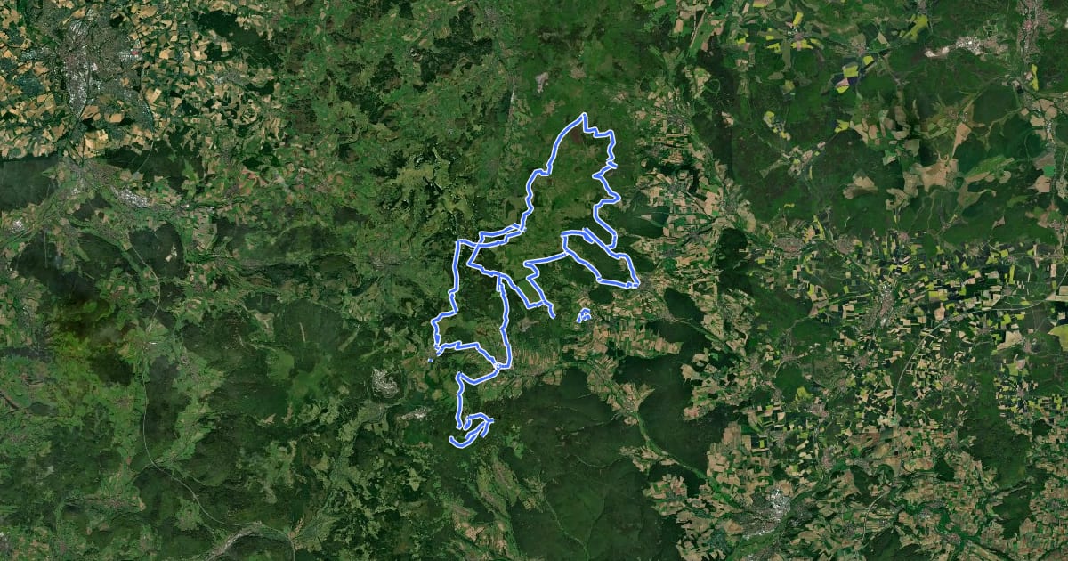 Маршрут Mountainbikenetz Rhön на спутниковом снимке