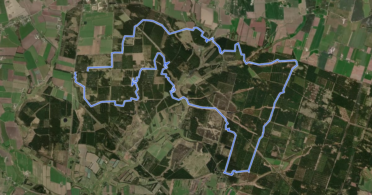 Маршрут Mountainbikespor i Klosterheden - kort rute vest на спутниковом снимке