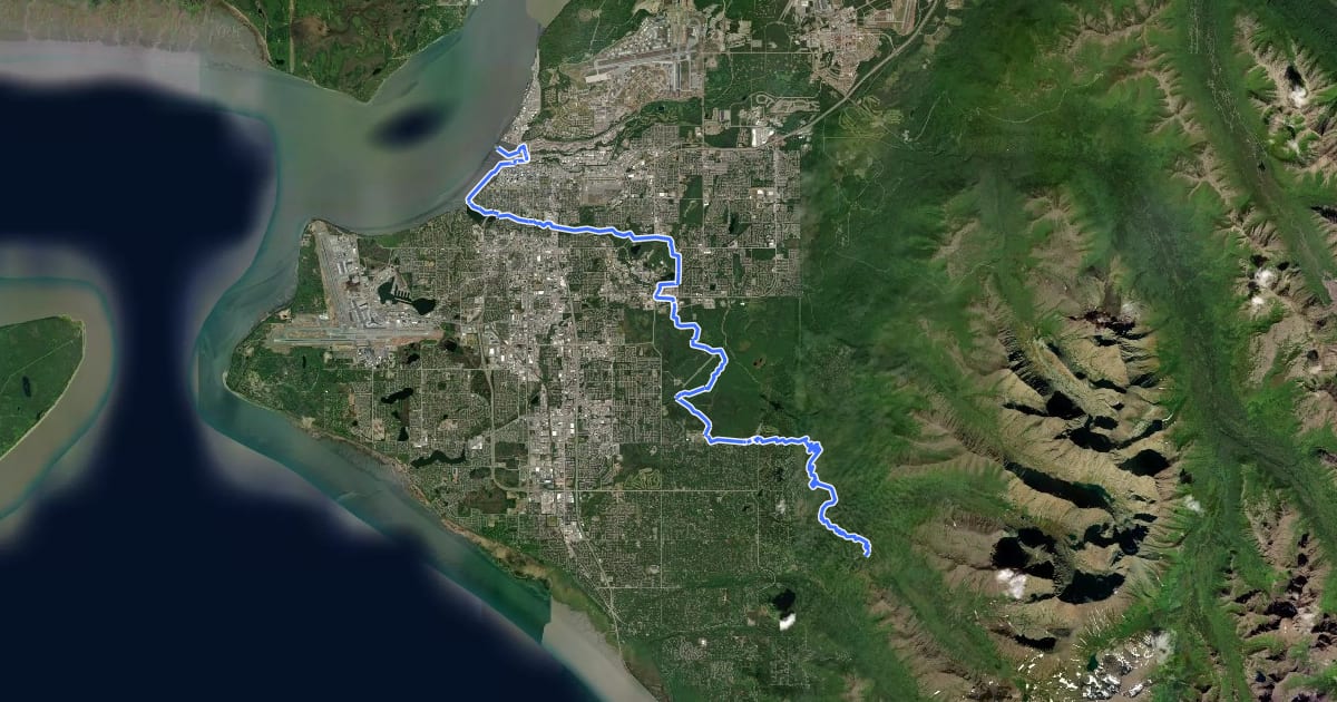 Маршрут Mountains to Sea trail на спутниковом снимке