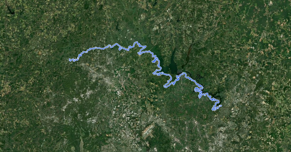 Маршрут Mountains-to-Sea Trail: Segment 10 на спутниковом снимке