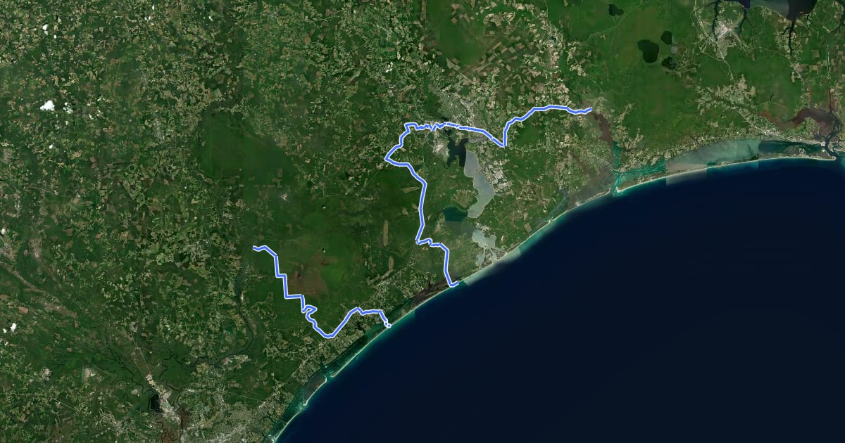 Маршрут Mountains-to-Sea Trail: Segment 15 на спутниковом снимке