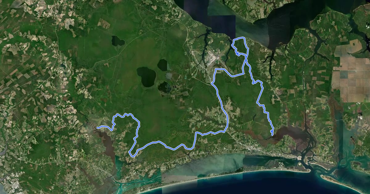 Маршрут Mountains-to-Sea Trail: Segment 16 на спутниковом снимке