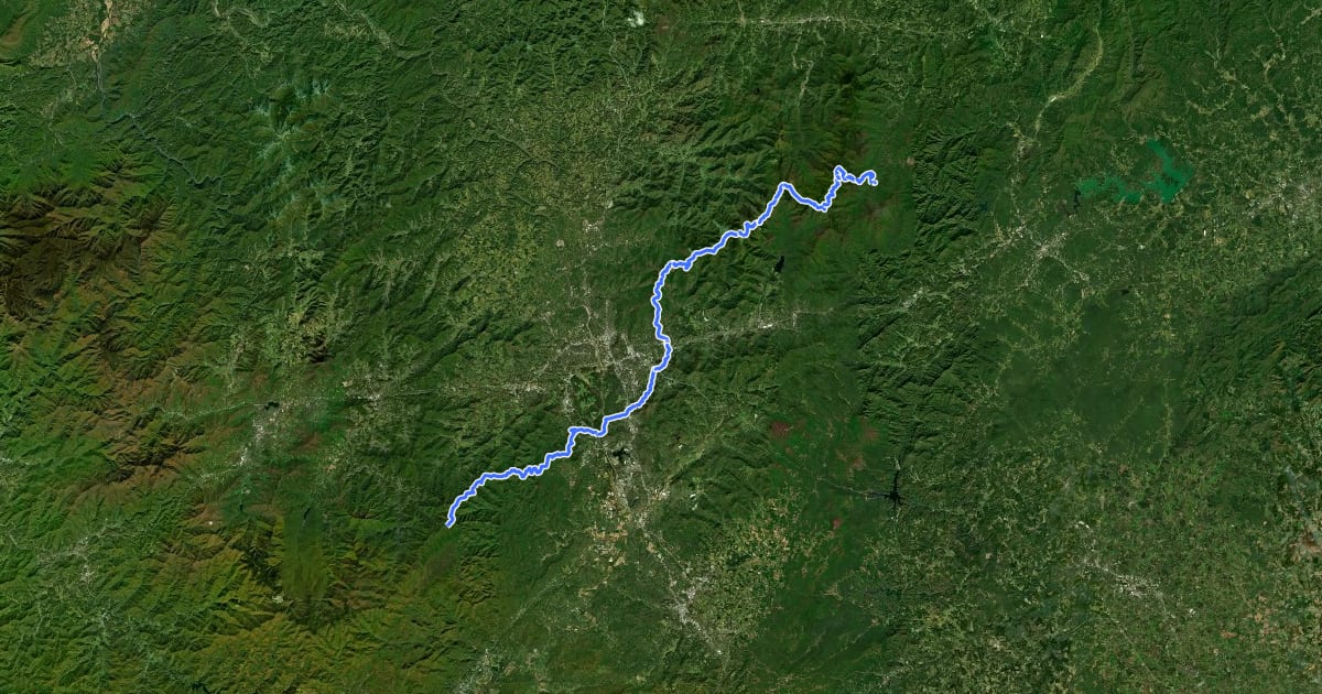 Маршрут Mountains-to-Sea Trail: Segment 3 на спутниковом снимке