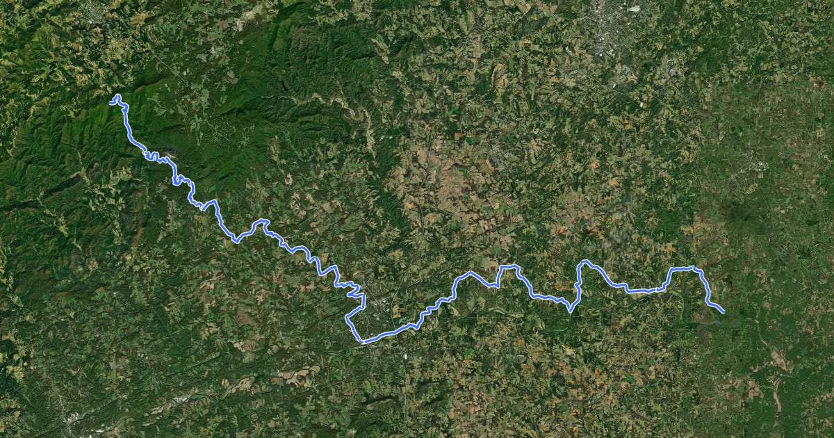 Маршрут Mountains-to-Sea Trail: Segment 6 на спутниковом снимке