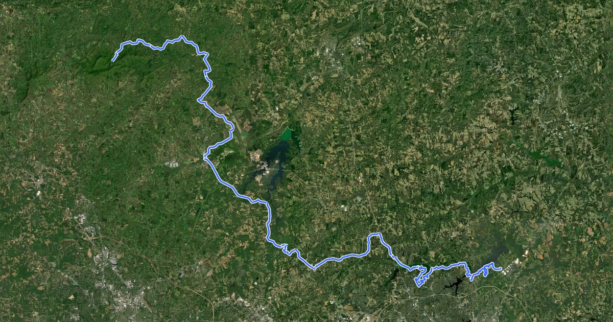Маршрут Mountains-to-Sea Trail: Segment 8 на спутниковом снимке